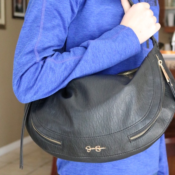 Jessica Simpson Black Faux Leather "Sierra Hobo" Handbag Shoulder Bag Purse - Picture 12 of 12